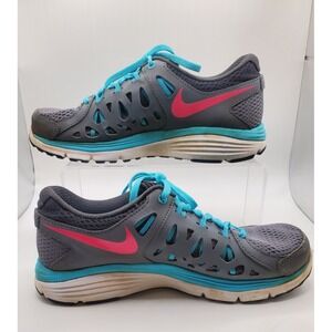 Nike Dual Fusion Run 2 Running Shoes Women's Size 7 Gray/Pink/Blue 599564-664